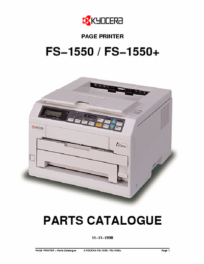 Kyocera FS-1550 FS-1550 FS-1550 Plus Page Printer Parts Catalogue